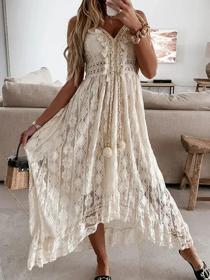 Women's Maxi Dress Lace Elegant Flared Sleeves