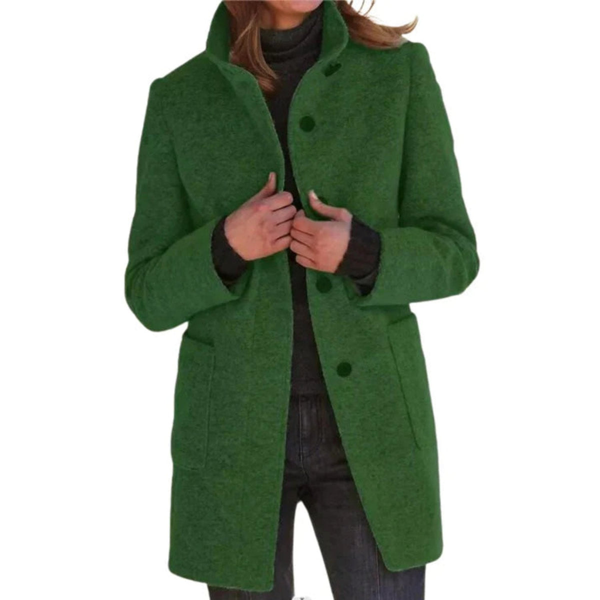 Women's Wool Coat Tailored Fit Single Breasted Black