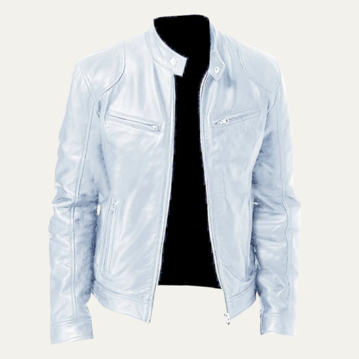 Men's Leather Biker Jacket Vintage Zip Up