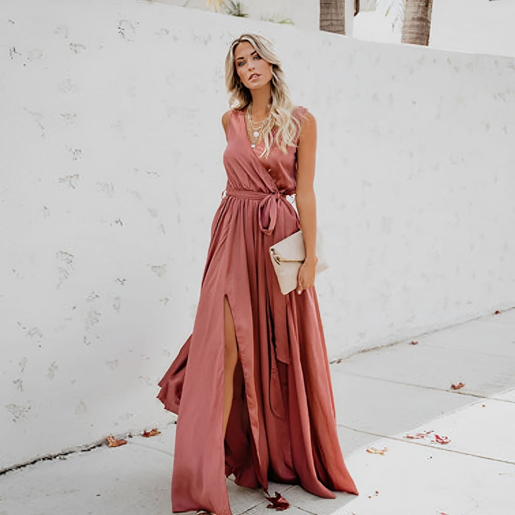 Melissa Women's Maxi Dress Waist Belt Formal