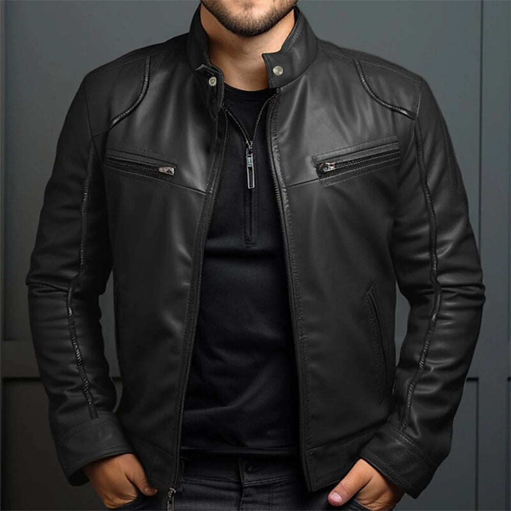 Men's Retro Motorcycle Jacket Vintage Leather Comfortable