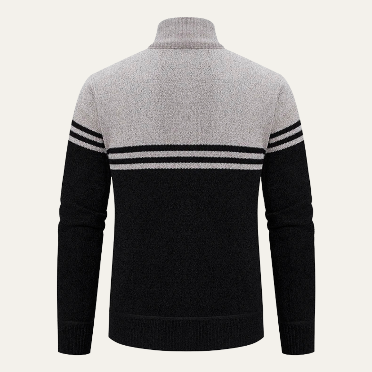 Men's Striped Fleece Lined Sweater Jacket
