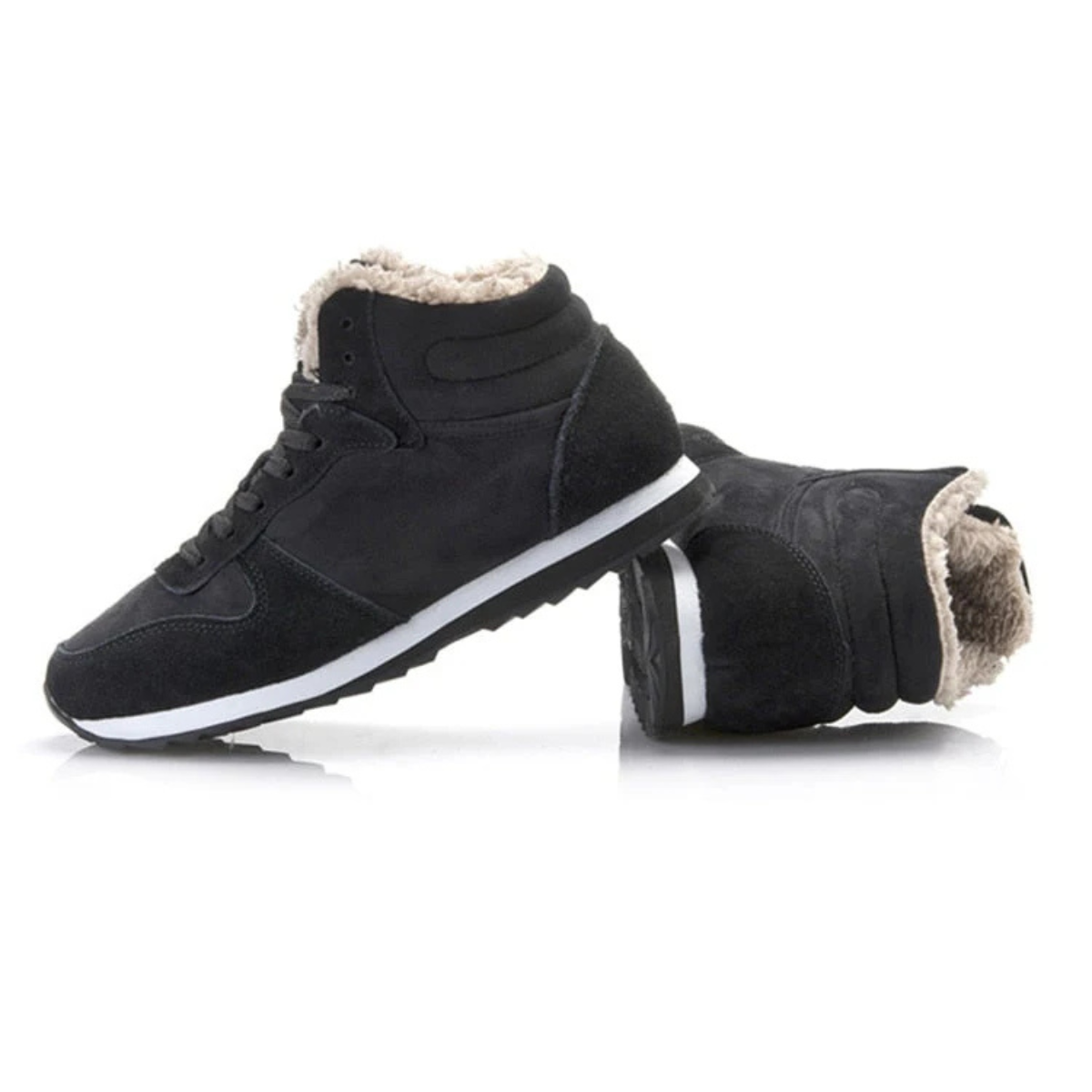 Men's Fleece Lined Ankle Boots Warm Winter Black
