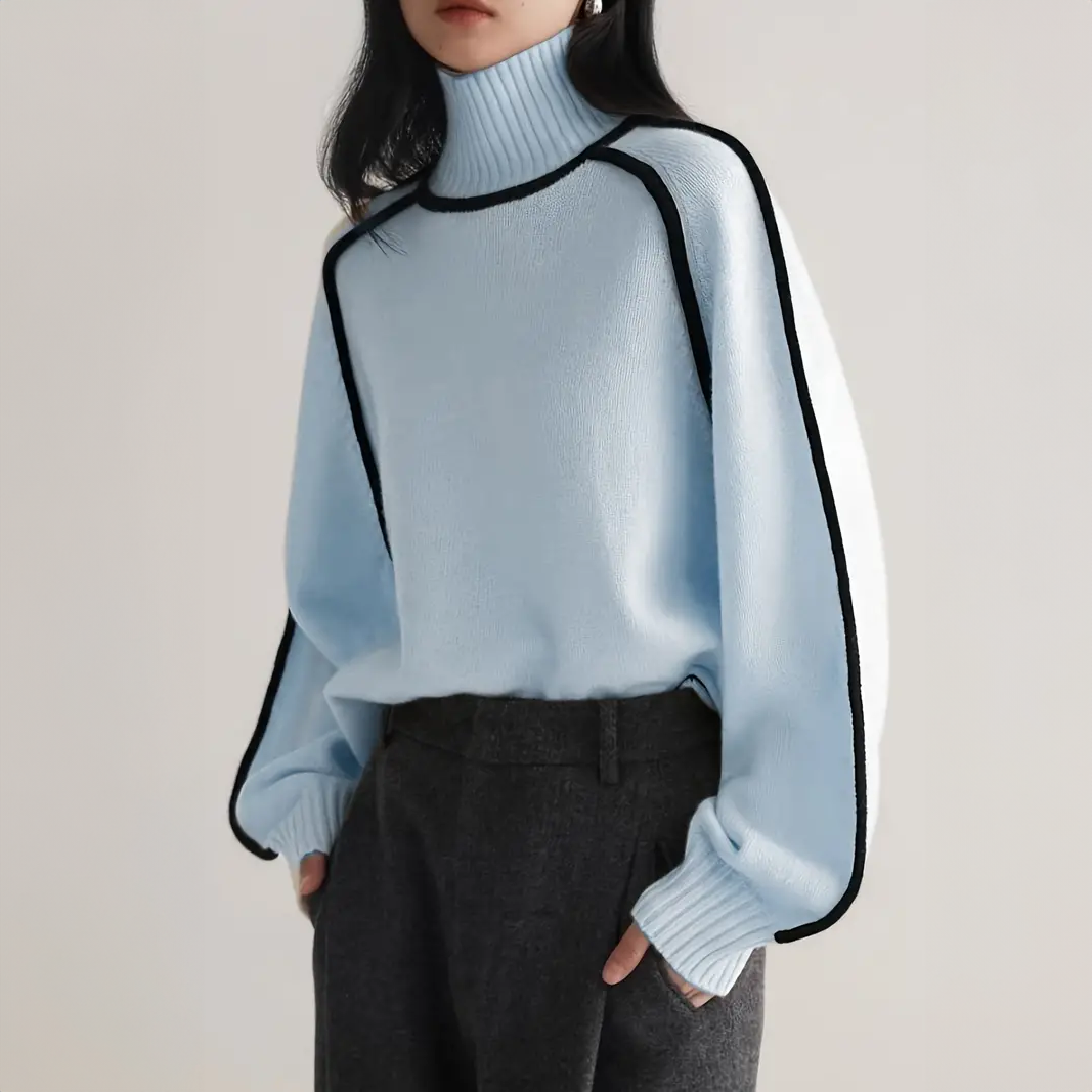 Women's Contrast Turtleneck Sweater