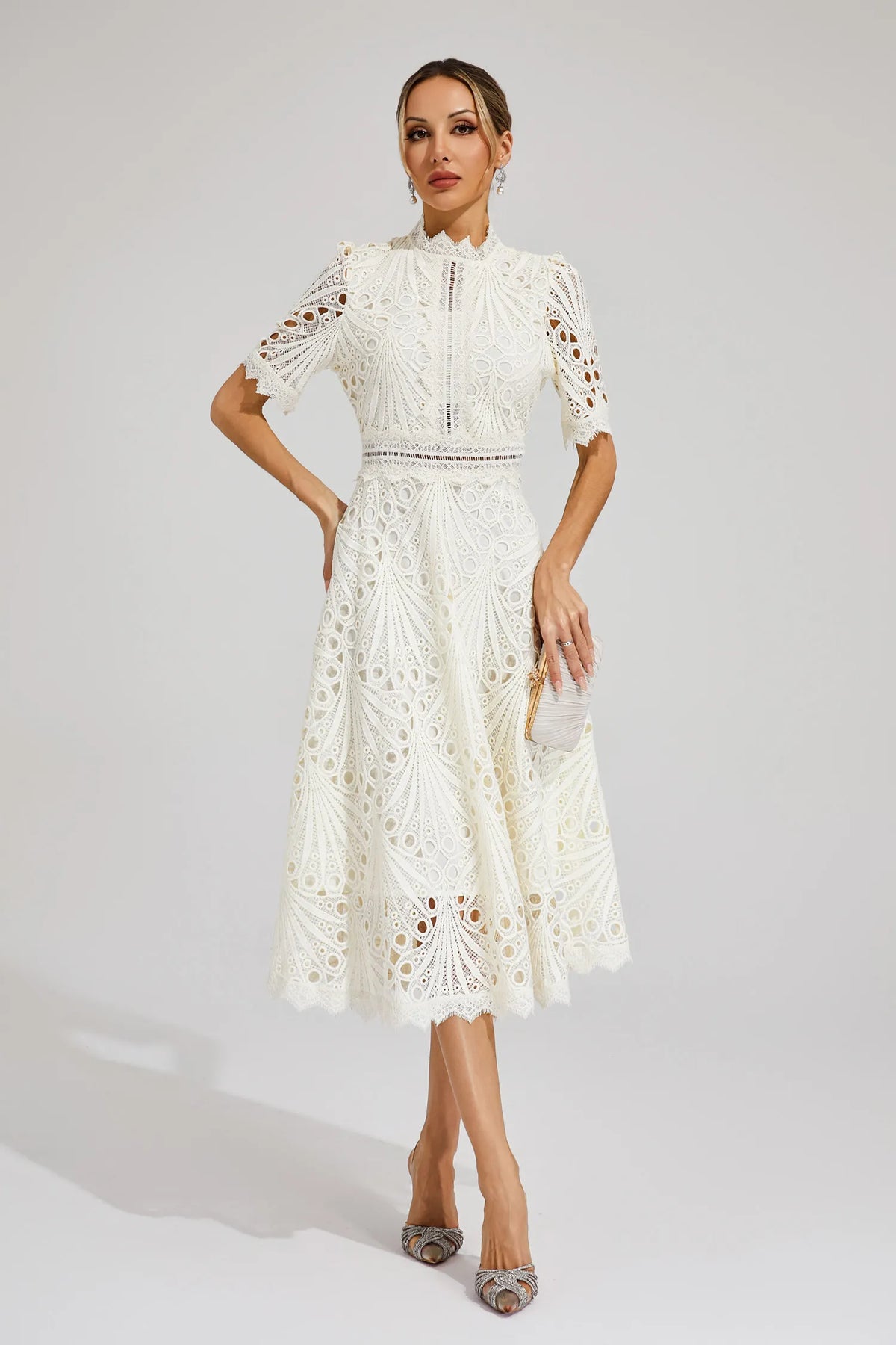 Elegant Lace Mid Length Women's Dress