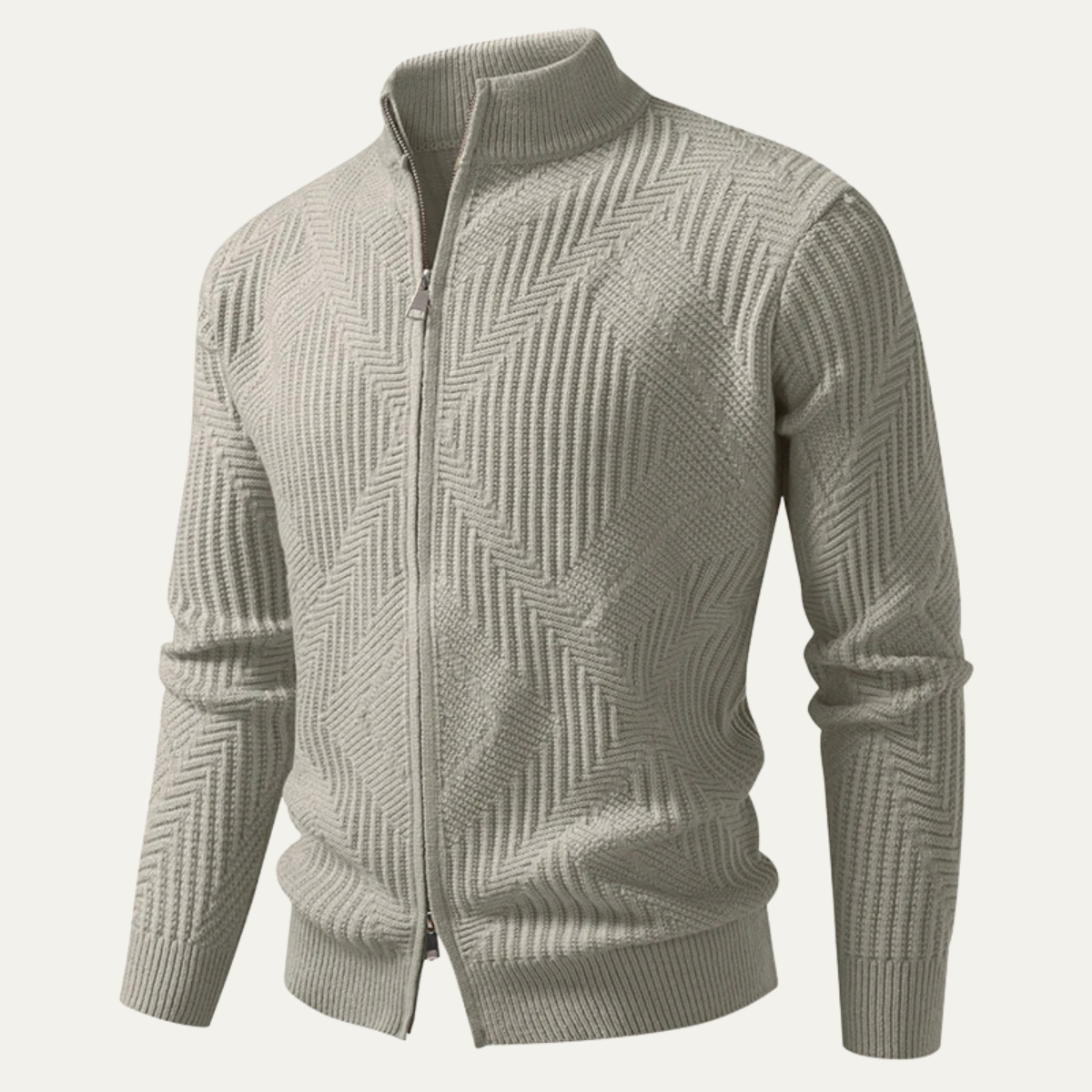 Men's Geometric Knit Zip Sweater