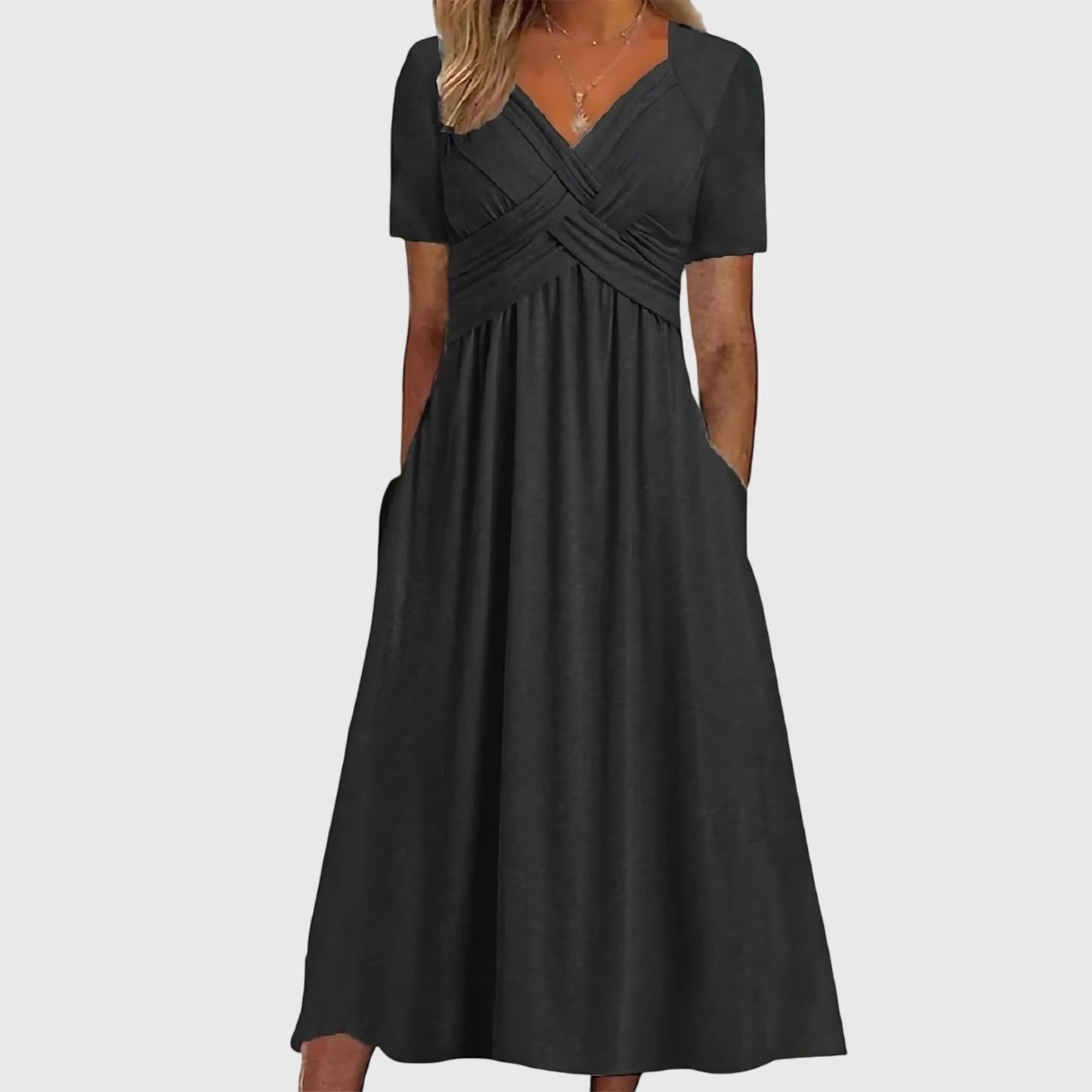 Elegant Women's V Neck Floral Midi Dress