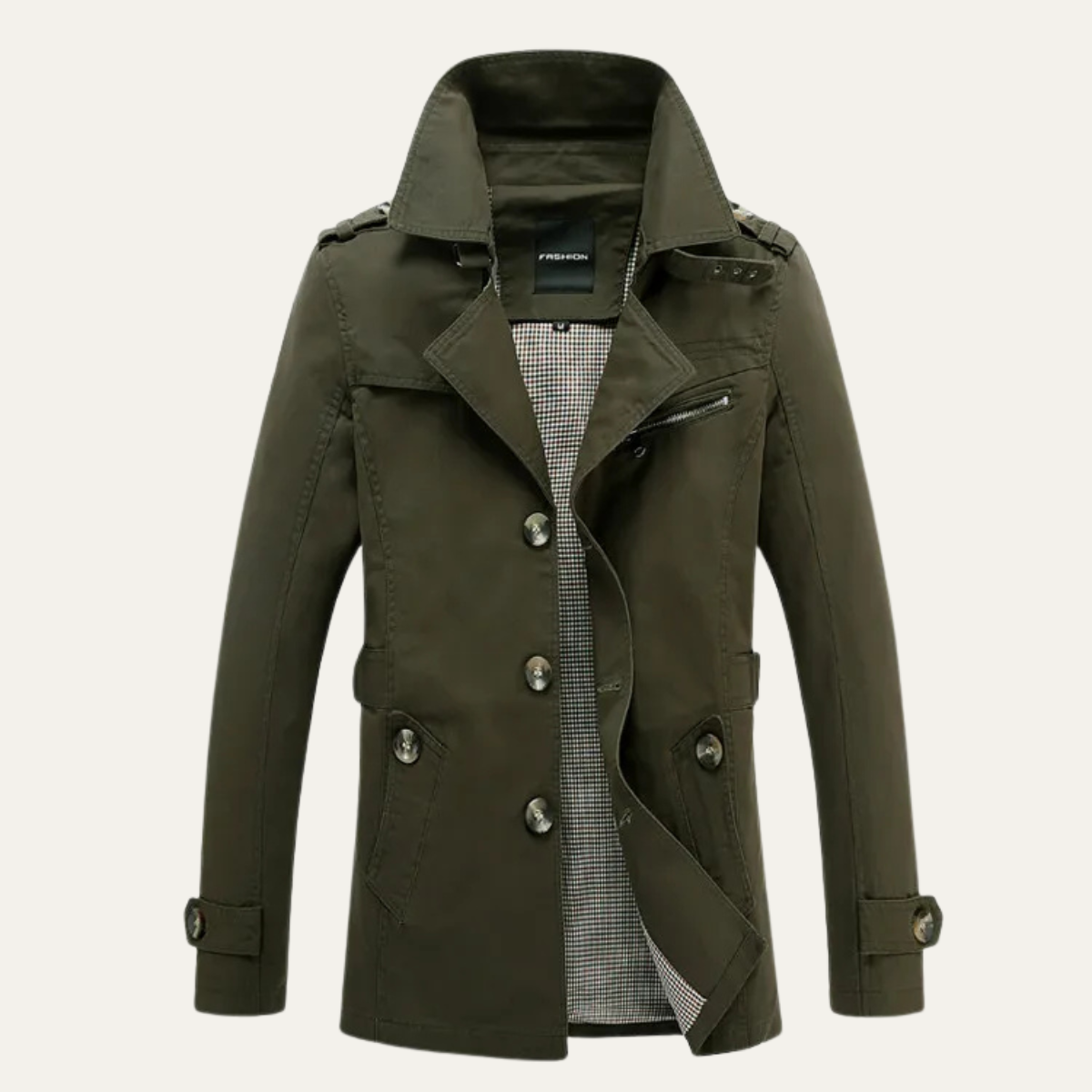 Men's Double Breasted Trench Coat Classic Wool