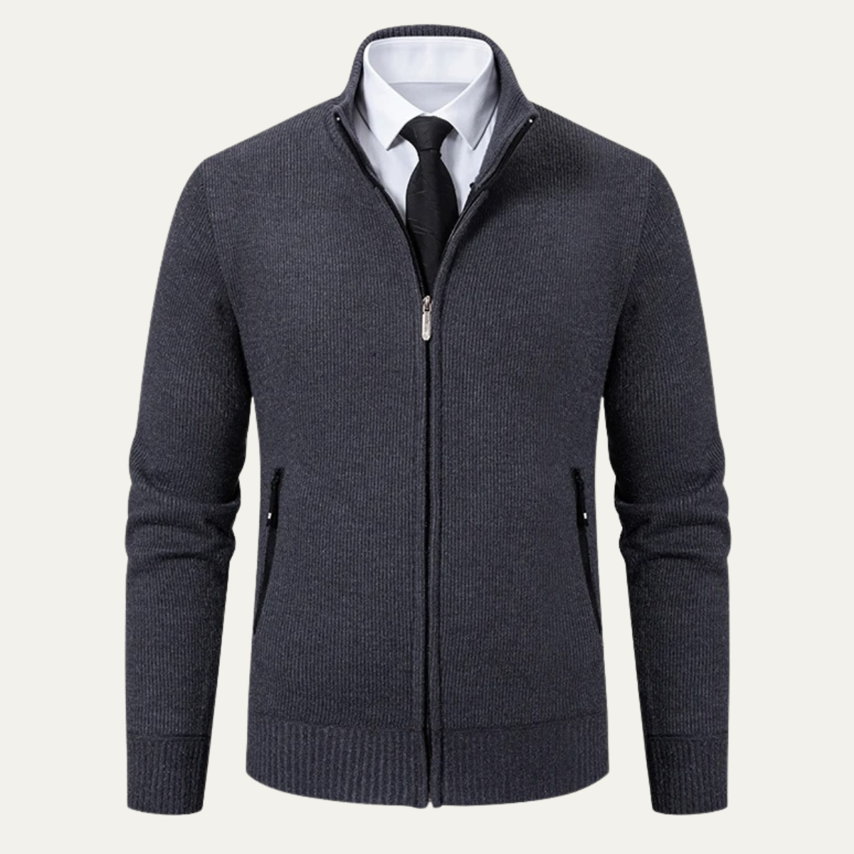 Men's Knit Zip Cardigan With Pockets