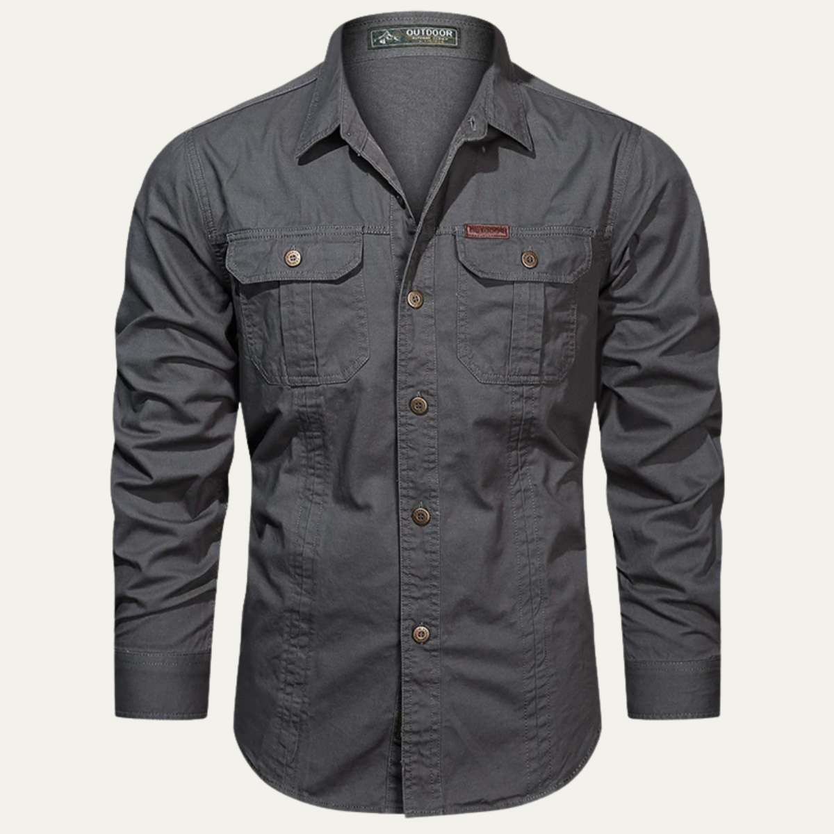 Men's Cotton Cargo Shirt Casual Button Up