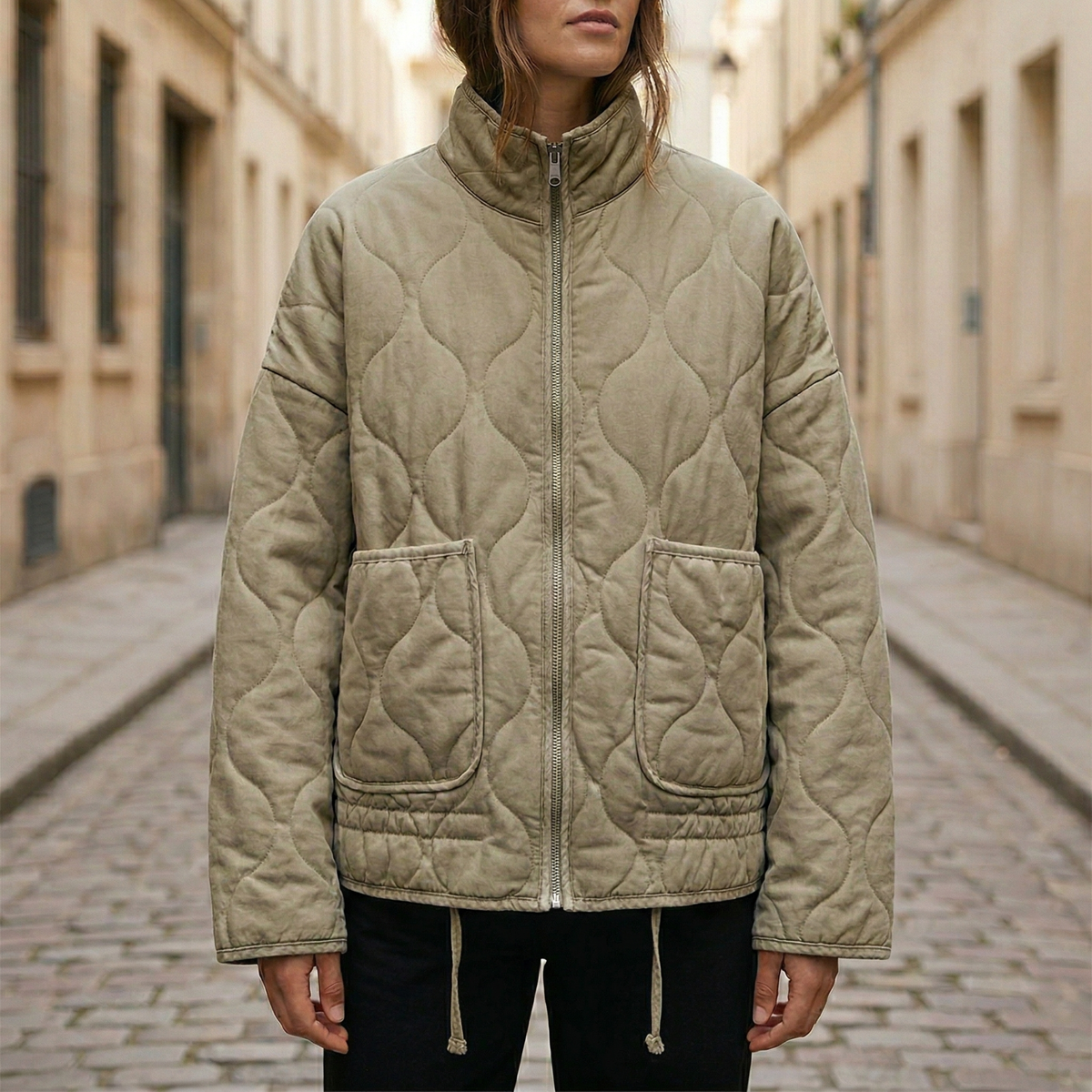 Quilted Jacket Women Lightweight Zip Up Padded Coat