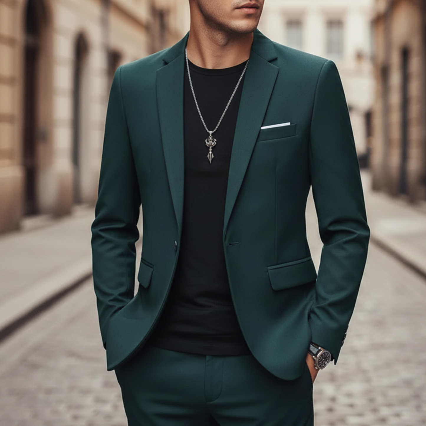 Men’s Slim Fit Blazer Single Button Casual Suit Jacket