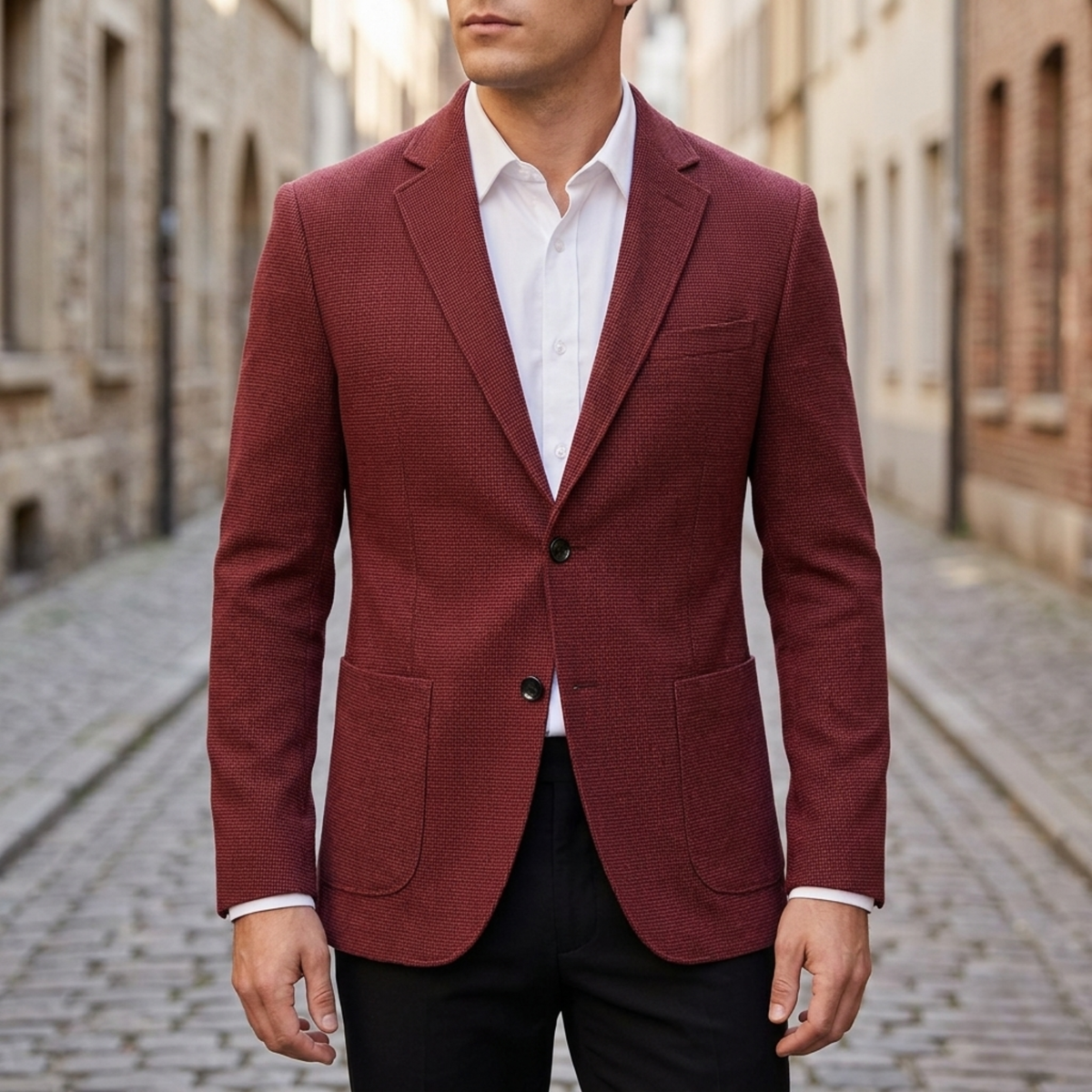 Men’s Slim Fit Blazer Two-Button Casual Suit Jacket