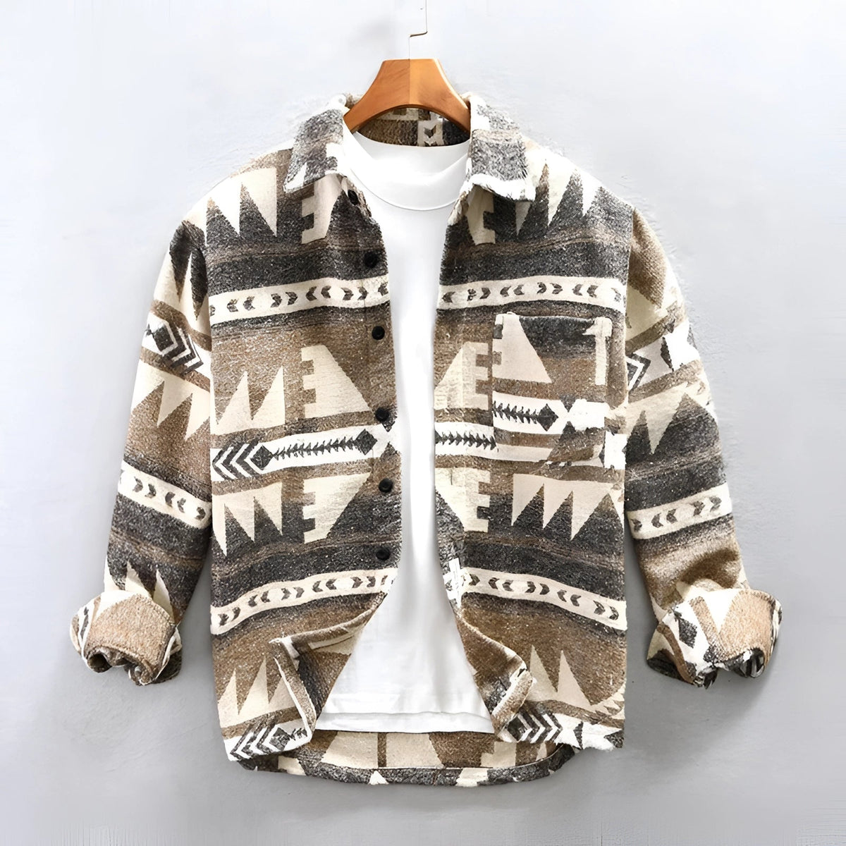 Men's Flannel Jacket Aztec Pattern Warm Winter