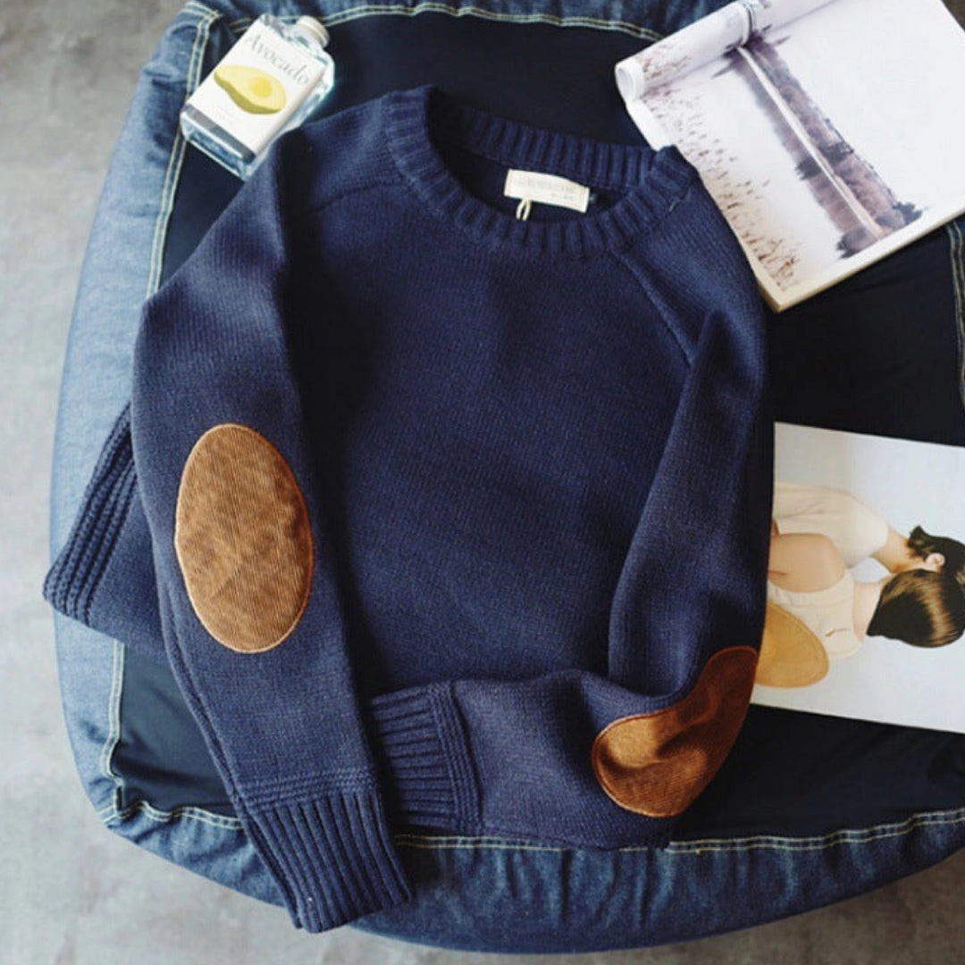 Women's Suede Elbow Patch Sweater Cozy Knit