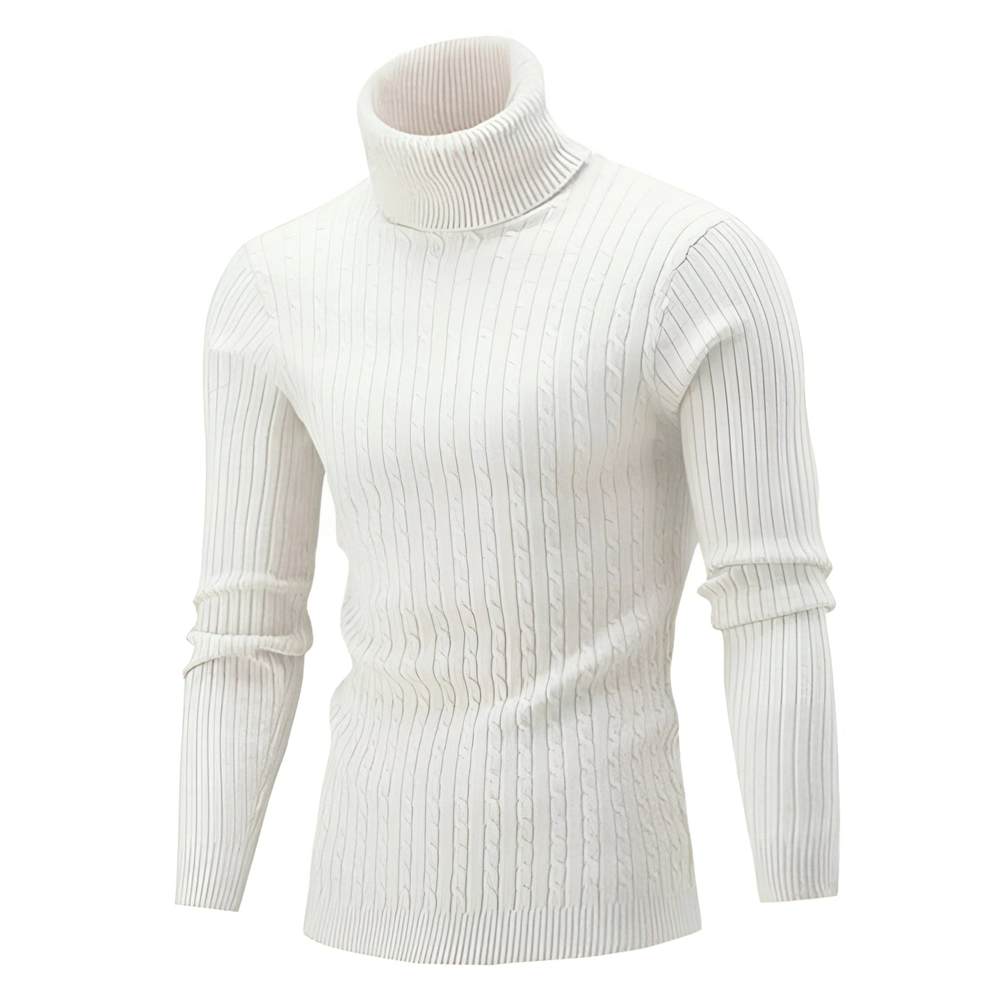 Women's Wool Turtleneck Sweater Black Cable Knit