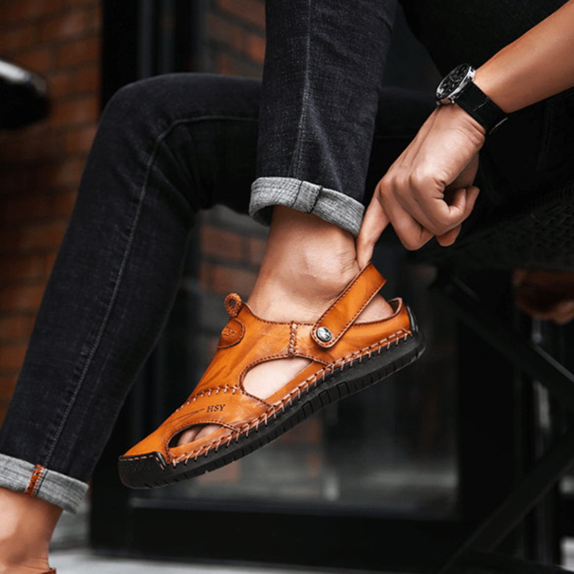 Men's Leather Sandals Breathable