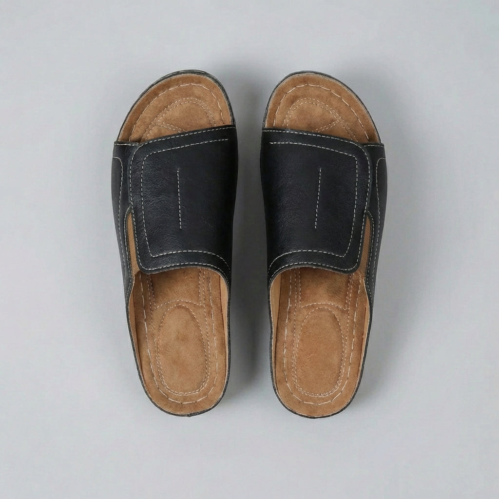 Leather Orthopedic Wedge Sandals Open-Toe Slip-On