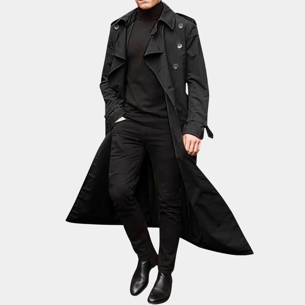 Men's Double-Breasted Trench Coat Wool Classic