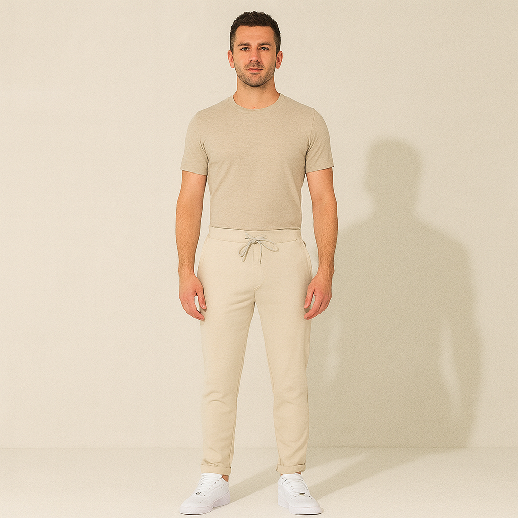 Men's Classic Pants Beige Cotton