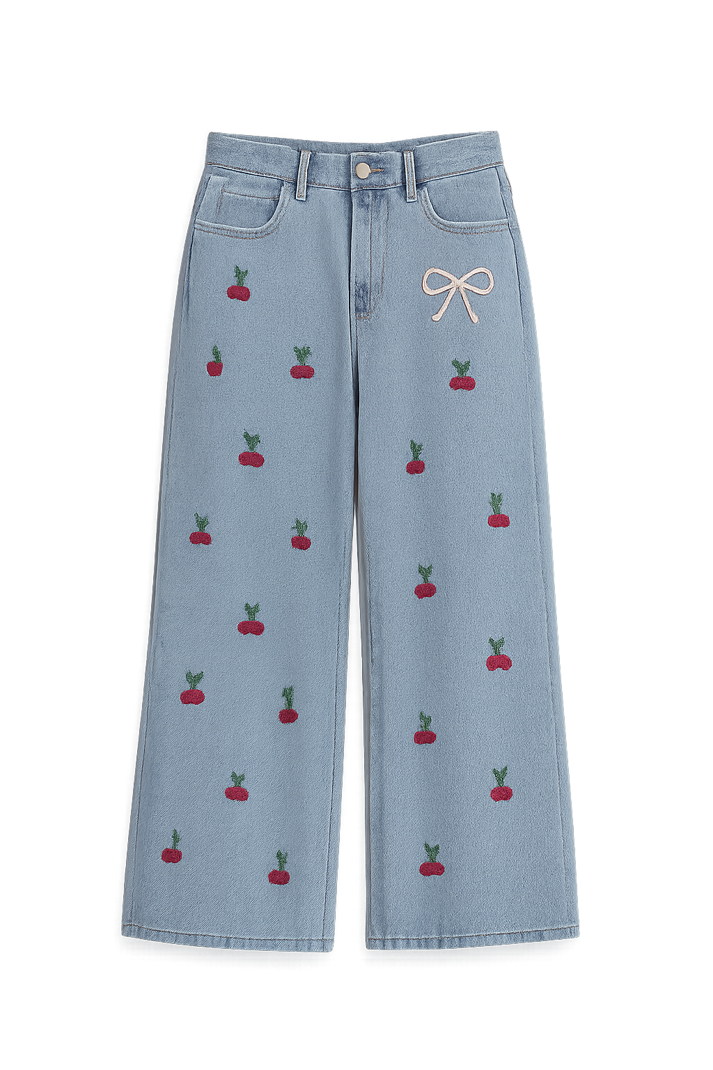 Women's High Waist Wide Leg Distressed Denim Jeans Blue
