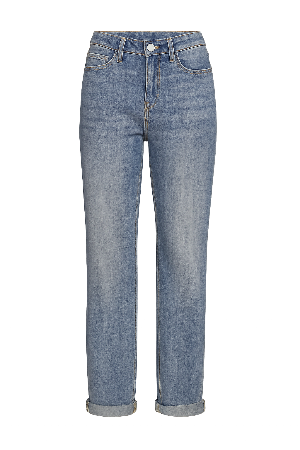 Women's Straight Jeans Mid-Waist Elastic Dark Blue