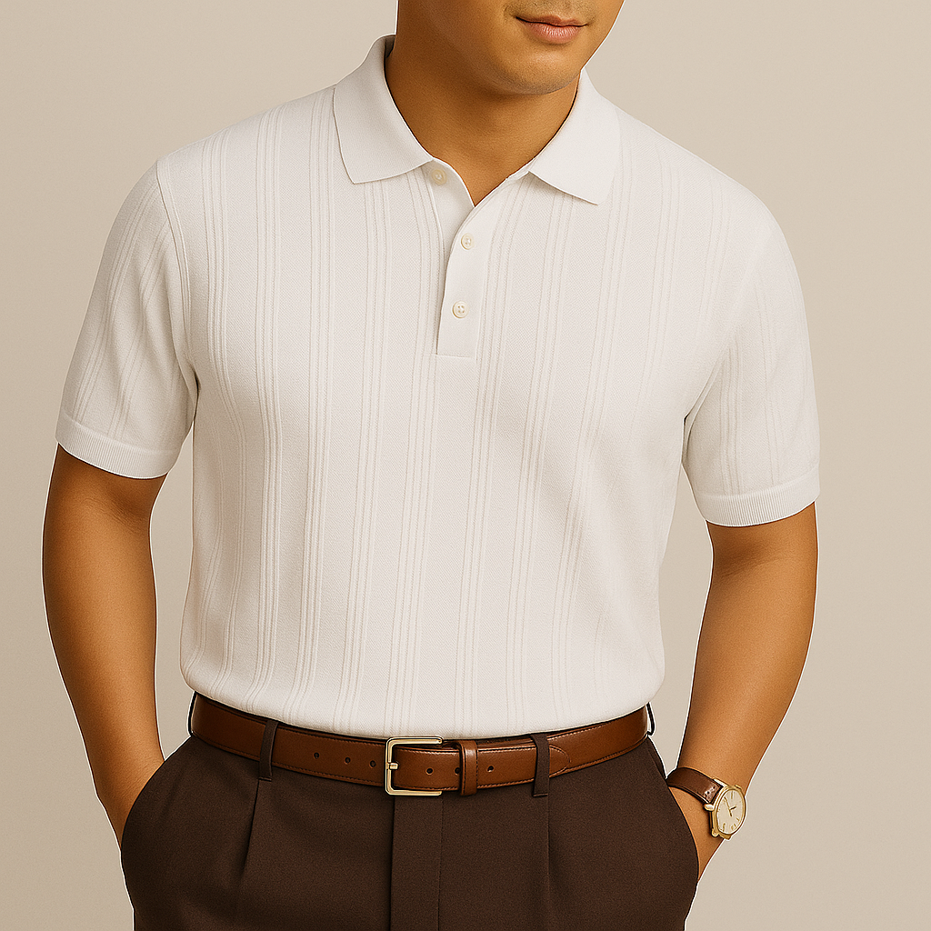 Men's Retro Knitted Polo Shirt