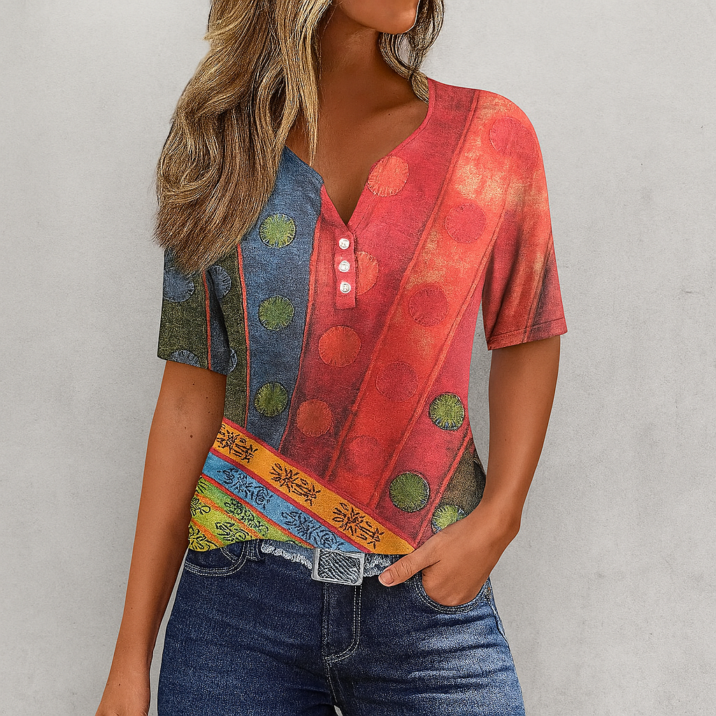Women's V Neck T Shirt Soft Striped