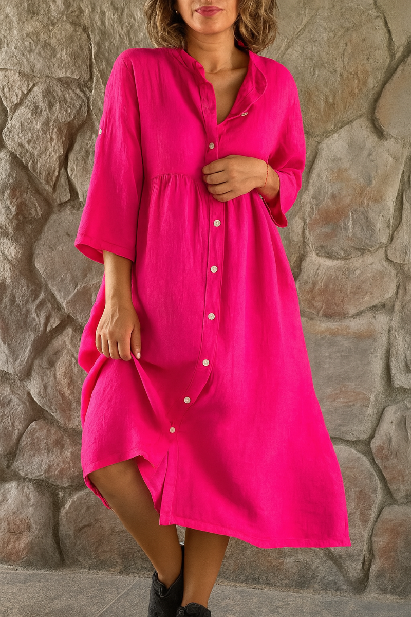 Women's Cotton Linen Shirt Dress Relaxed Fit