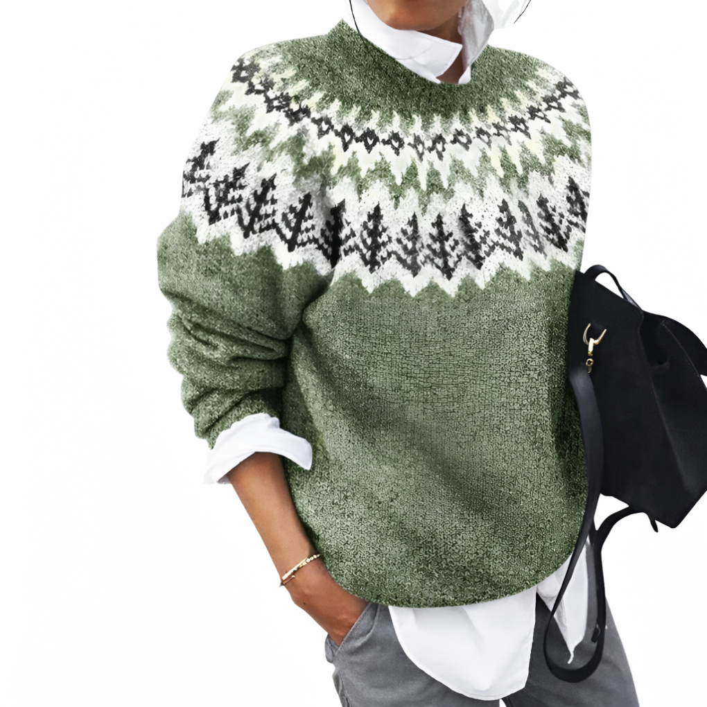 Women's Ribbed Sweater Round Neck Knit - VibreMode