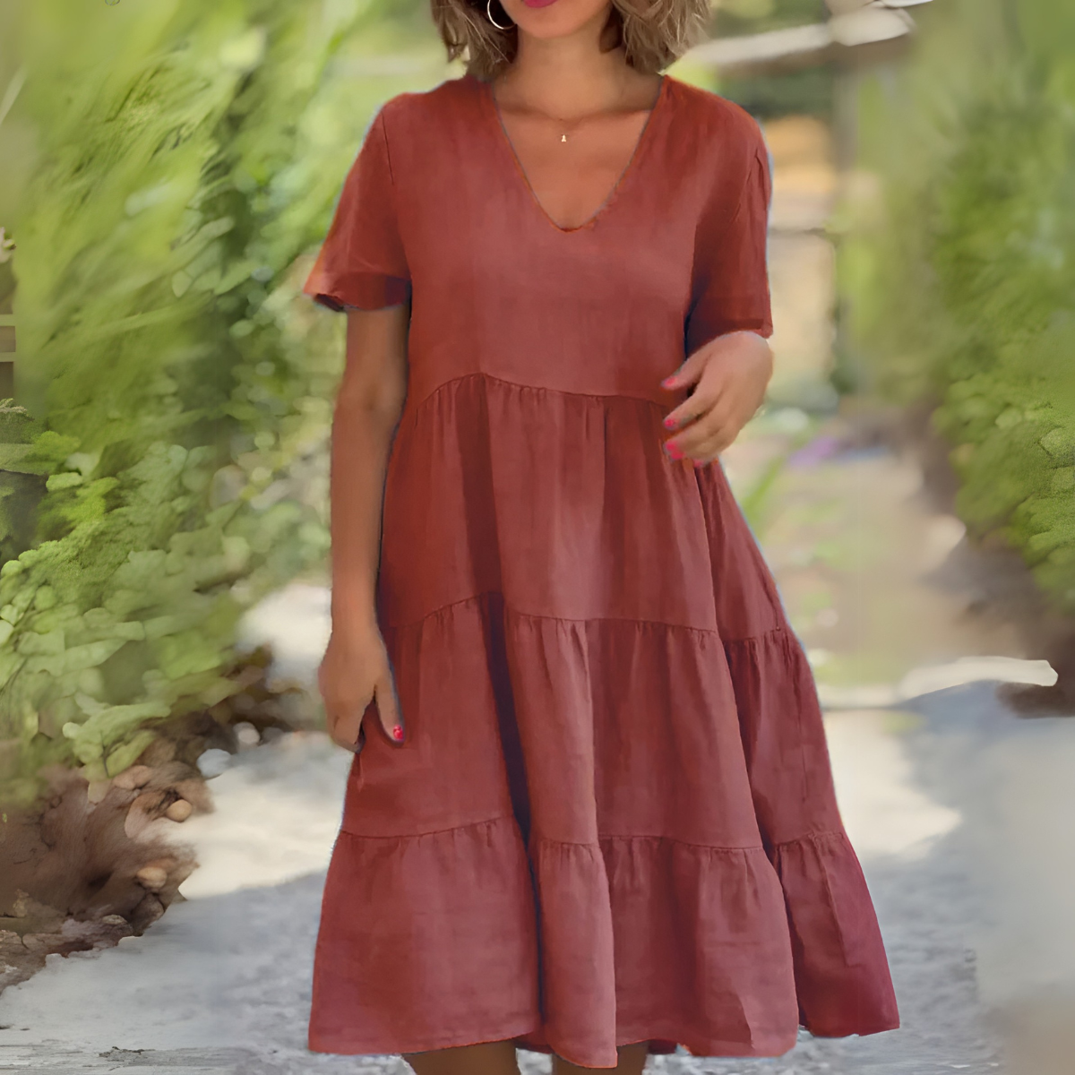 Elegant Women's V Neck Slimming Maxi Dress