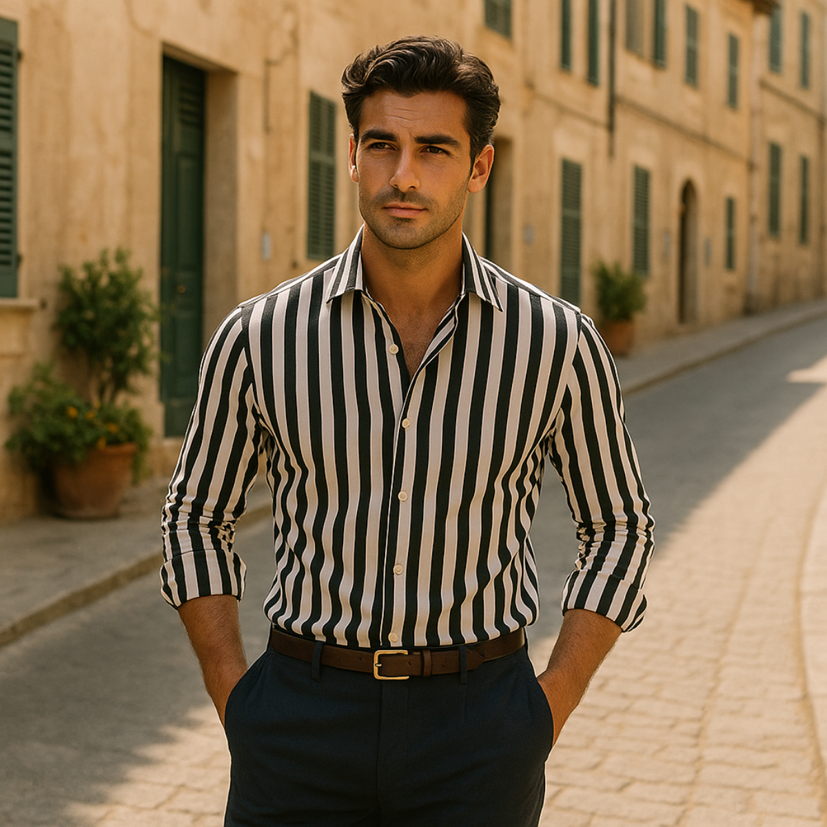 Vittorio Men's Striped Linen Shirt