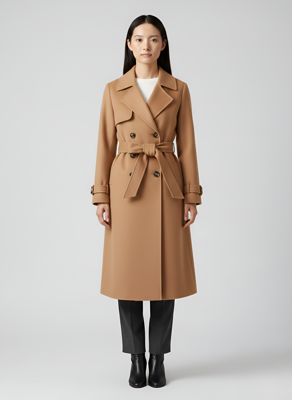 Women's Double Breasted Wool Coat Long Winter