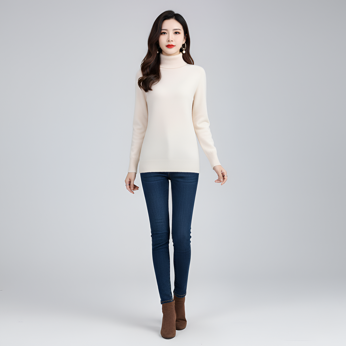Women's Slim Fit Turtleneck Sweater Long Sleeve Pullover