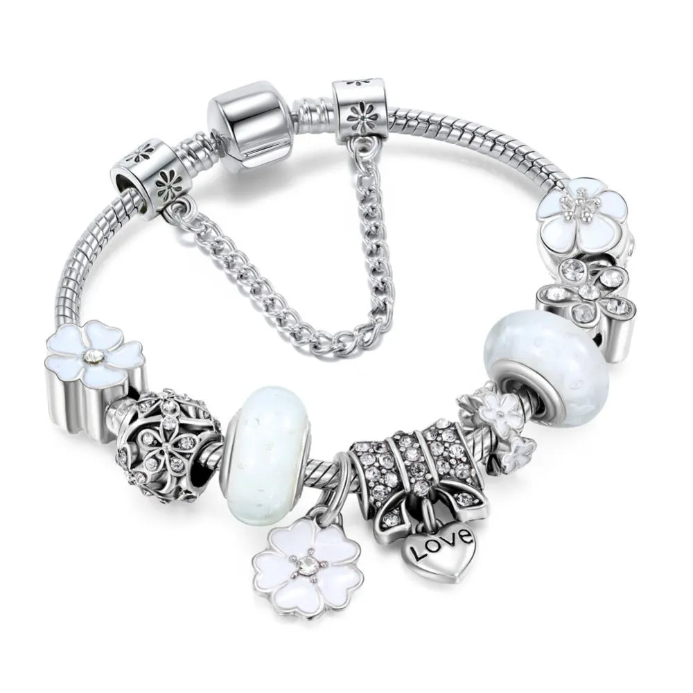Electroplated Alloy Love Charm Bracelet