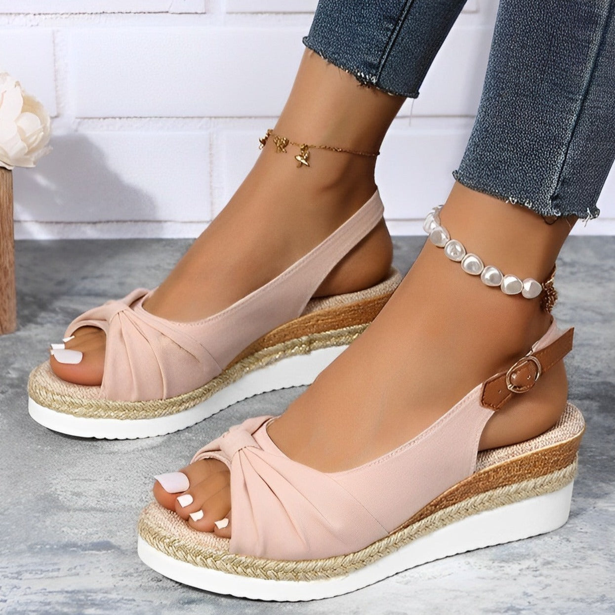 Knot Design Espadrille Wedge Sandals for Women – Effortless Summer Style
