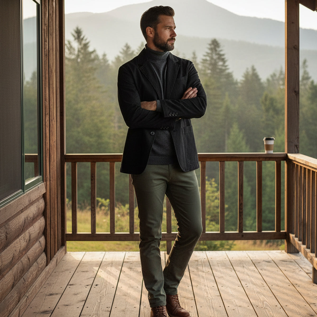 Men's Cotton Blazer Windbreaker With Pockets