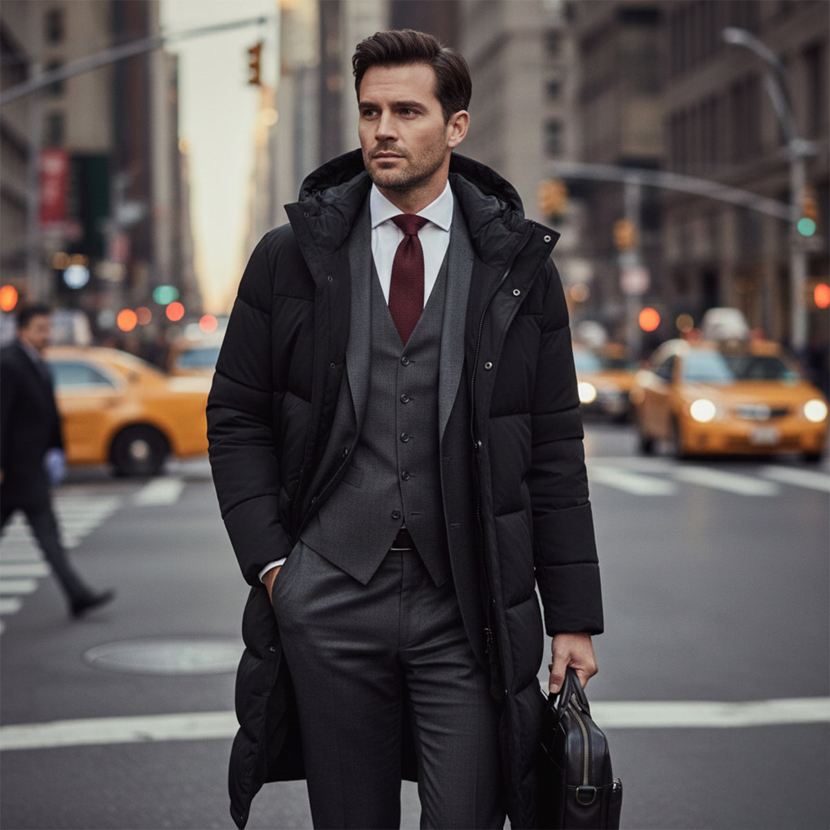 Men's Long Puffer Hooded Coat