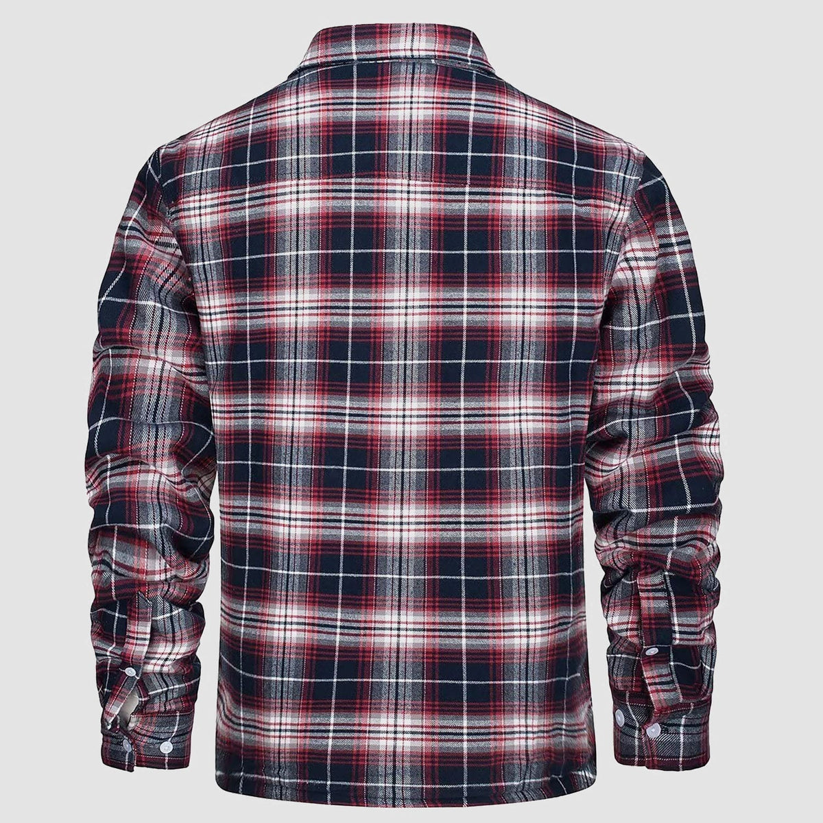 Men's Flannel Shirt Jacket Fleece Lined Cotton Warm Beige