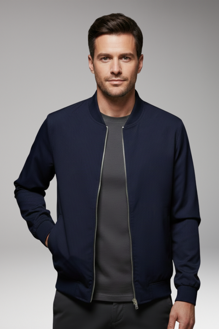 Men's Bomber Jacket Fine Stripe Elastic Cuffs