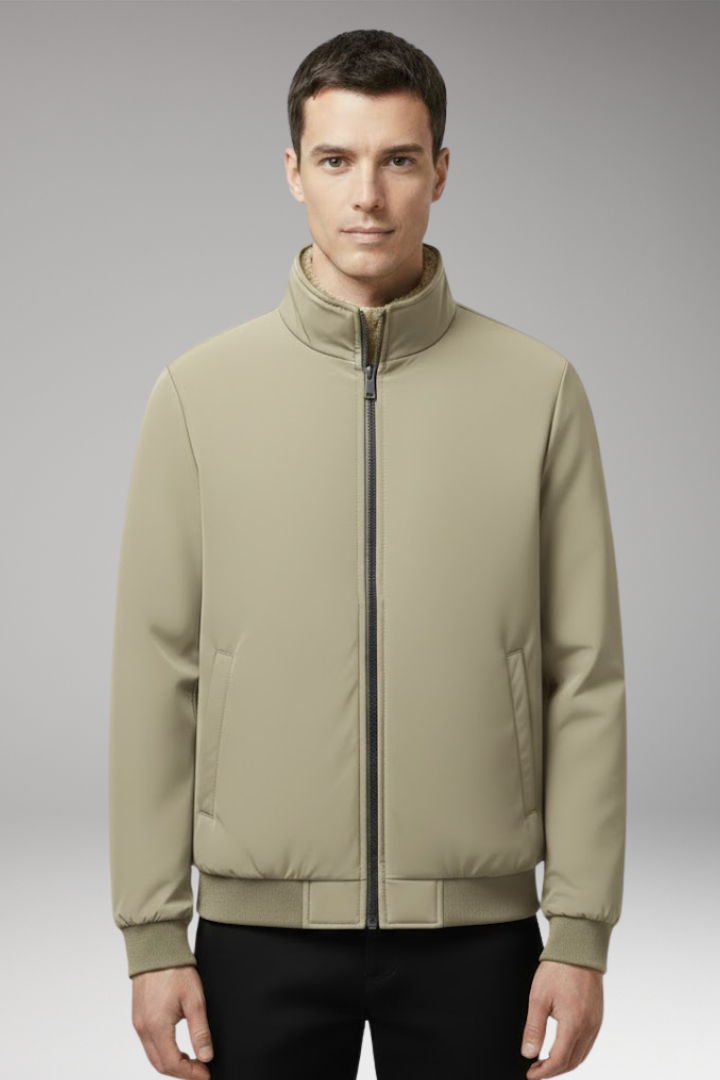 Men's Relaxed Fit Bomber Jacket With Hidden Pocket