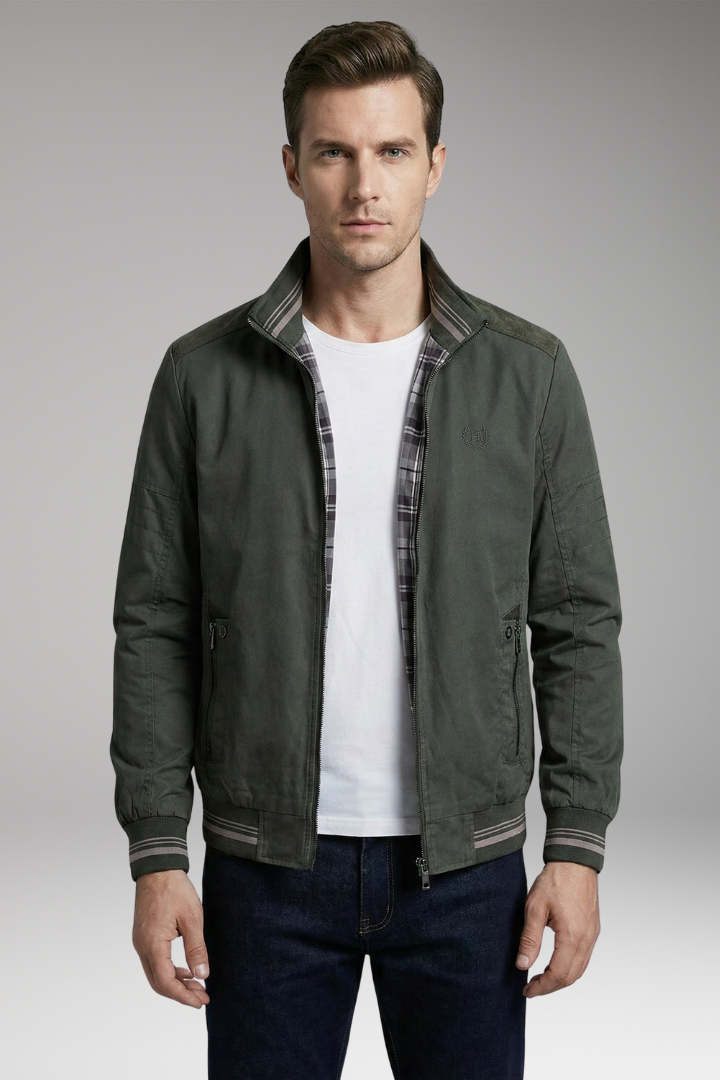 Men's Bomber Jacket Zippered Pockets