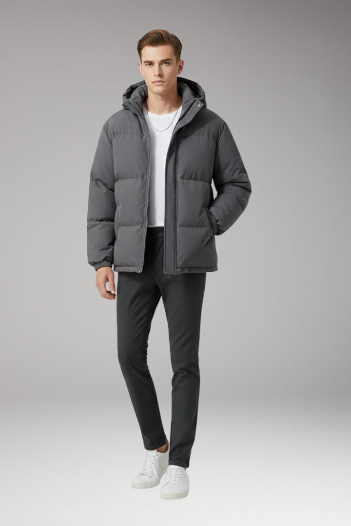 Men's Hooded Zip Jacket Welt Pockets