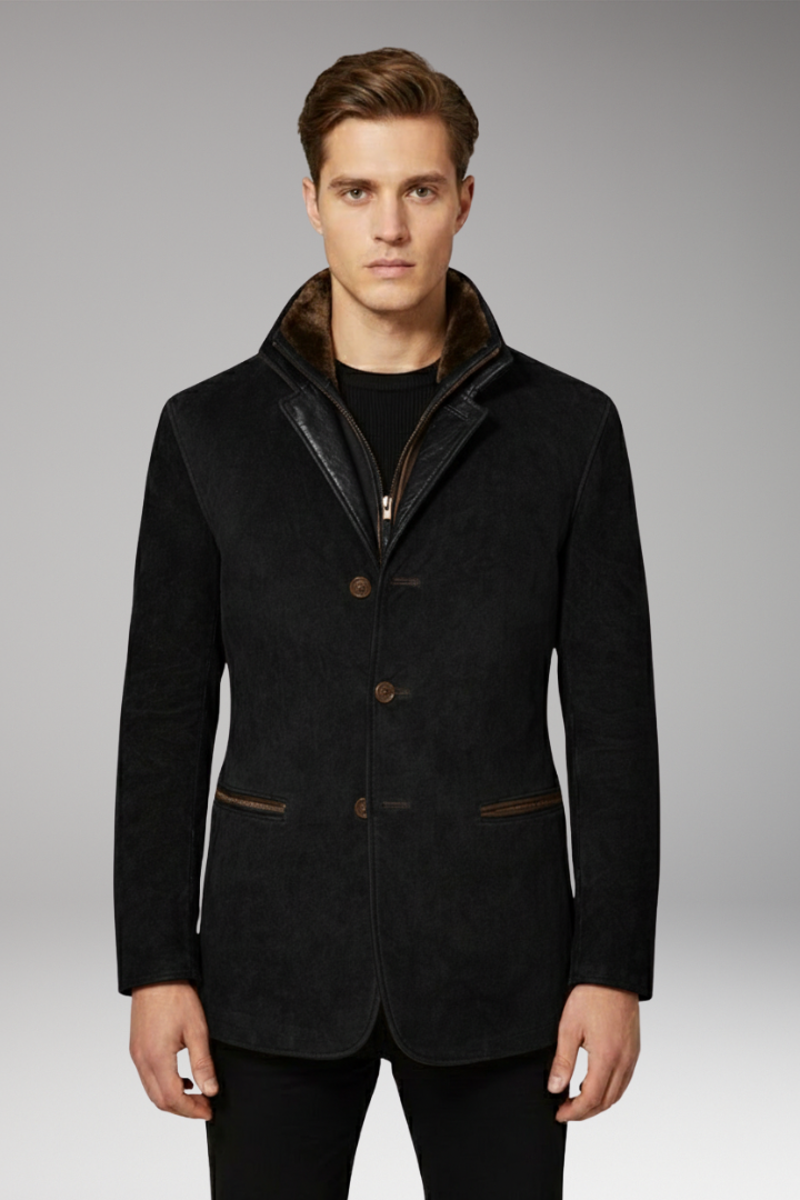 Men's Blazer Jacket Notched Collar Button Closure