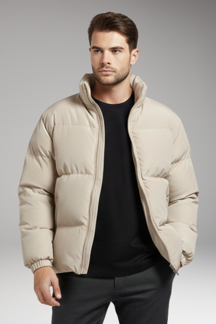 Men's Quilted Jacket Zipper Closure