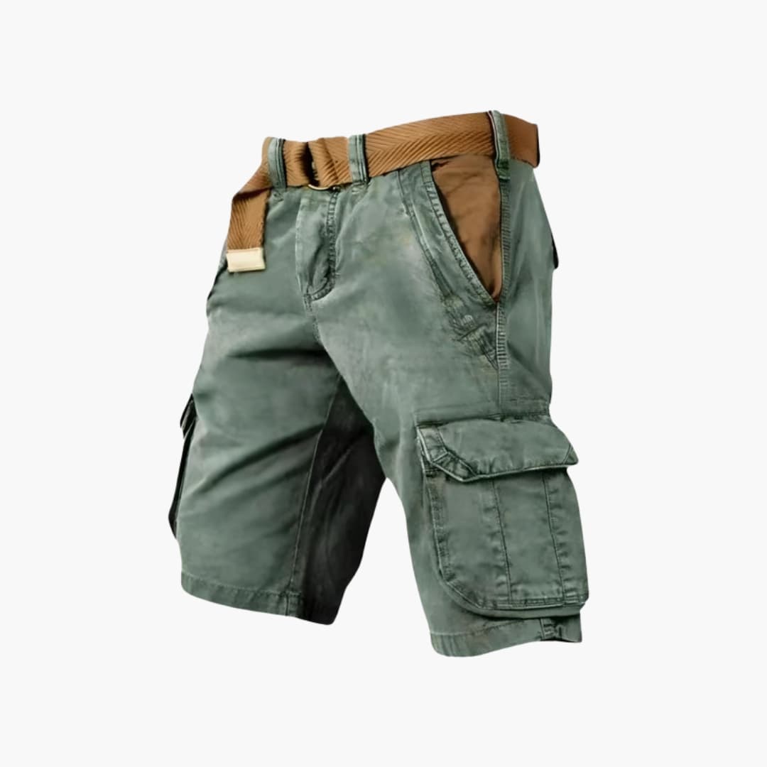 Men's Cargo Shorts Zipper Pockets Khaki