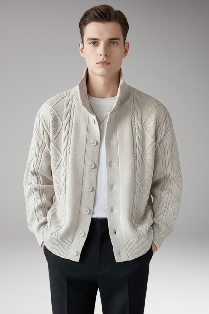 Men's Knit Cardigan Button Front Ribbed