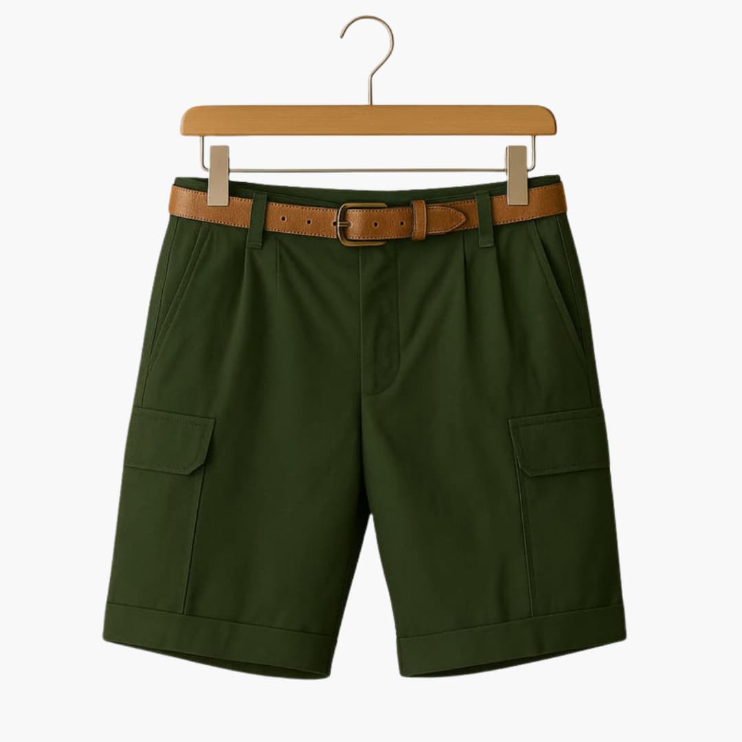 Men's Linen Blend Cargo Shorts Pleated