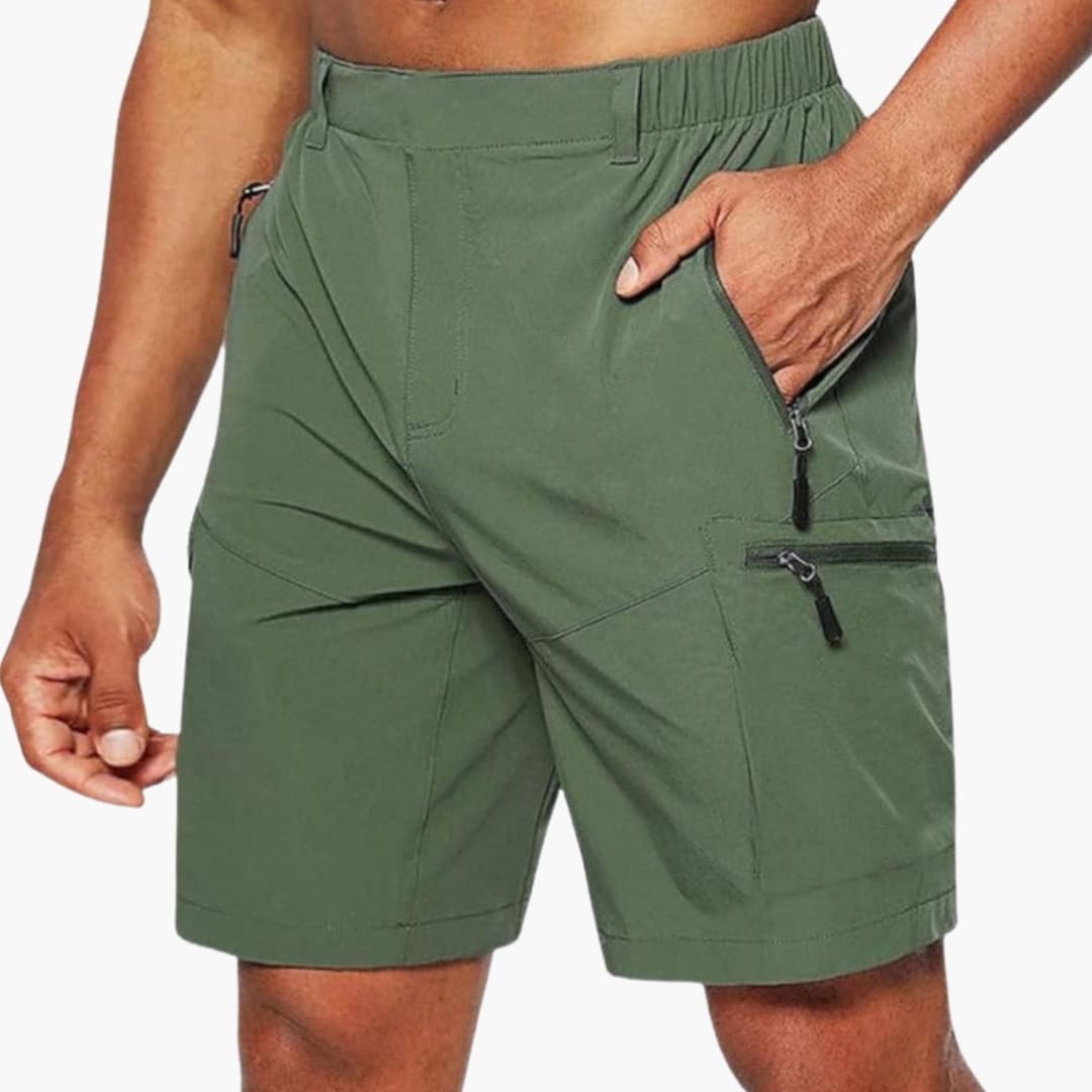 Men's Cargo Shorts Ripstop Elastic Waist Zip Pockets