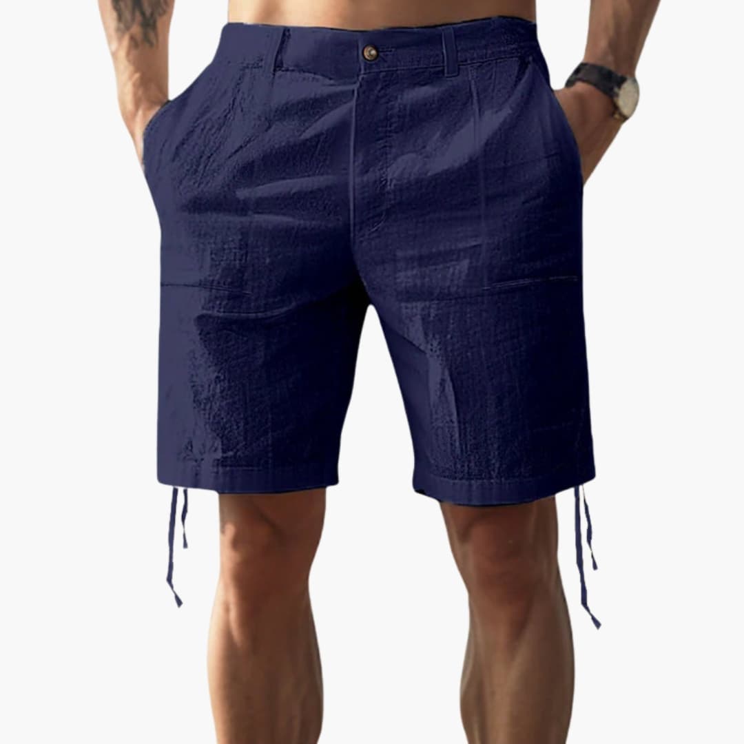 Men's Summer Shorts Elastic Waist Straight Hem
